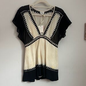 Temperley London Black and Cream Blouse